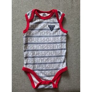Guess Baby Boys Sleeveless Bodysuit Logo Stripe Red Blue 3-6M GY815066